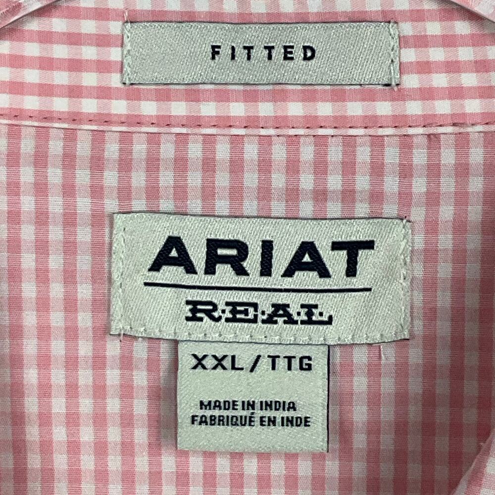 ARIAT Shirt Kirby Button Down Pink White Gingham XXL Western Cowgirl Equestrian - Picture 7 of 16
